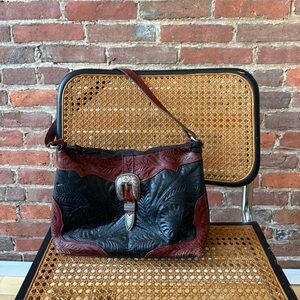 Western Two-Tone Leather Shoulder Bag